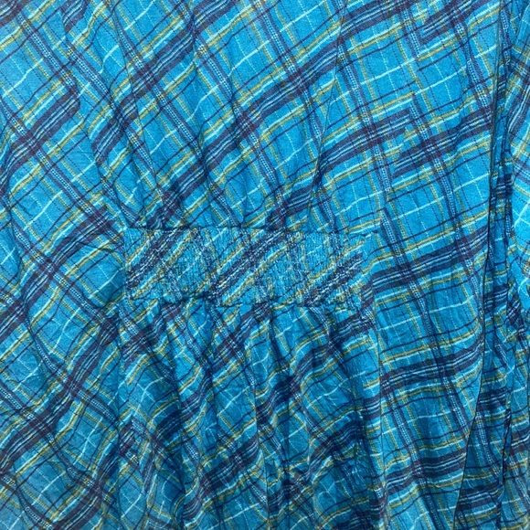 Torrid Turquoise Plaid Print Button Down Long Sleeve Top - Picture 6 of 8